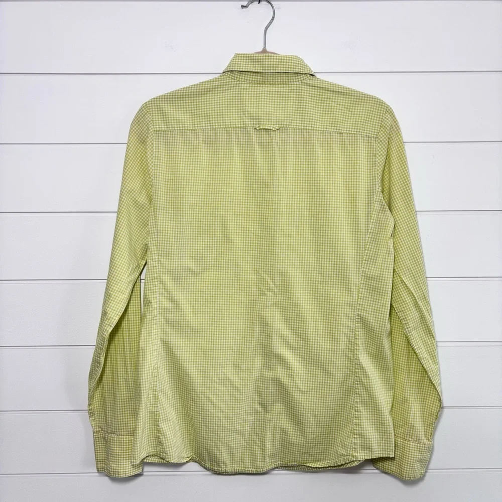 Banana Republic Soft Wash Shirt Women's Green White Gingham‎ Plaid Cotton Size M